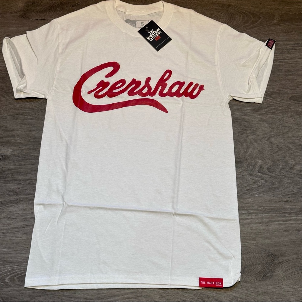 The Marathon Clothing Men’s Small White Tee with Red Crenshaw Script - NWT!